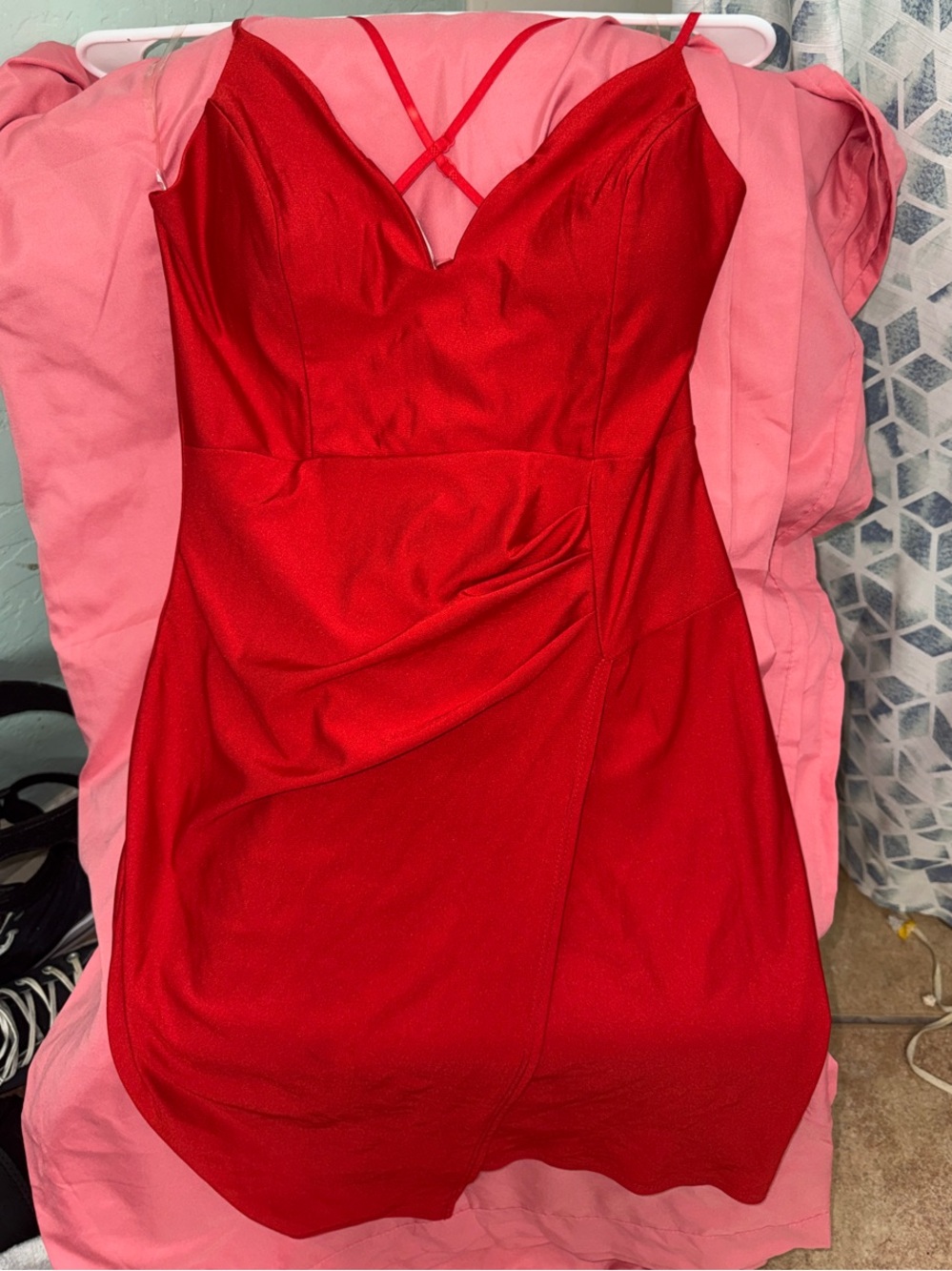 Red Spaghetti-Strap Cocktail Dress